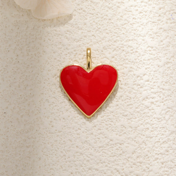 Wholesale Jewelry Sweet Heartshaped Copper Dripping Oil Handmade Necklace Pendant Accessories
