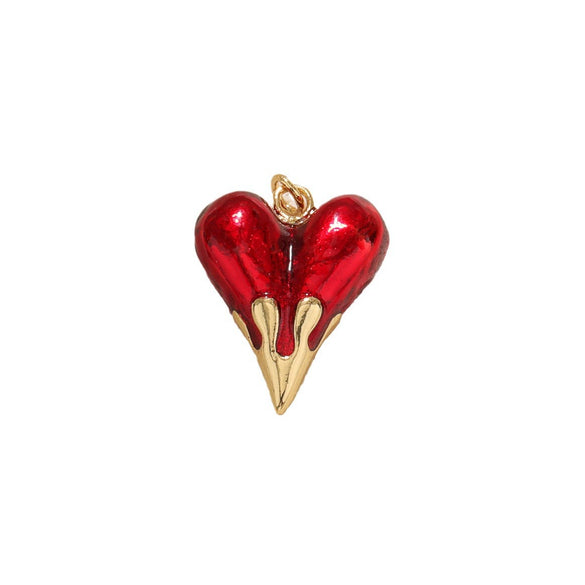 Wholesale Jewelry Sweet Heartshaped Copper Dripping Oil Handmade Necklace Pendant Accessories