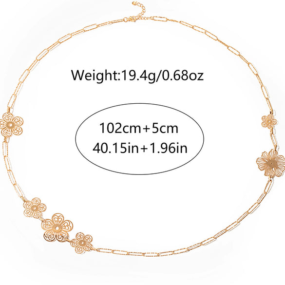 Wholesale Jewelry Sweet Hollow Flower Stainless Steel Gold Plated Necklace