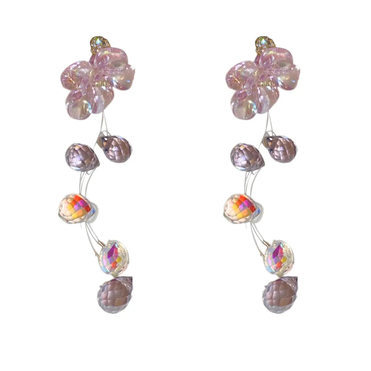 Wholesale Jewelry Sweet Leaf Flower Bow Knot Alloy Artificial Gemstones Inlay Drop Earrings