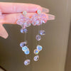 Wholesale Jewelry Sweet Leaf Flower Bow Knot Alloy Artificial Gemstones Inlay Drop Earrings