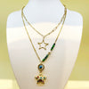 Wholesale Jewelry Sweet Multi Layer Stainless Steel Gold Plated Love Star Pendant Necklace For Women Fashion Style With Heart And Star Patterns