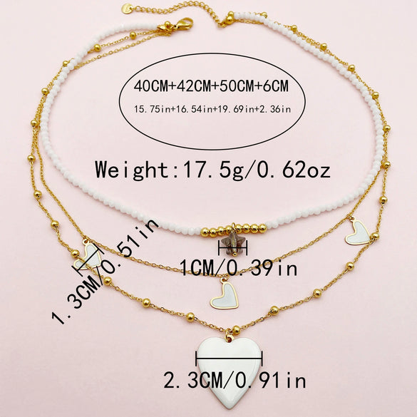 Wholesale Jewelry Sweet Multi Layer Stainless Steel Gold Plated Love Star Pendant Necklace For Women Fashion Style With Heart And Star Patterns