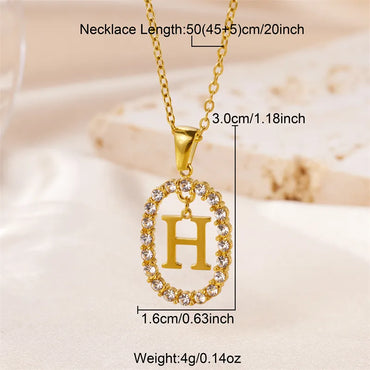 Wholesale Jewelry Sweet Simple Style Artistic Letter 304 Stainless Steel Artificial Diamond Inlay Pendant Necklace