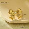 Wholesale Jewelry Sweet Simple Style Bow Knot 304 Stainless Steel Zircon 18K Gold Plated Inlay Rings Earrings Necklace