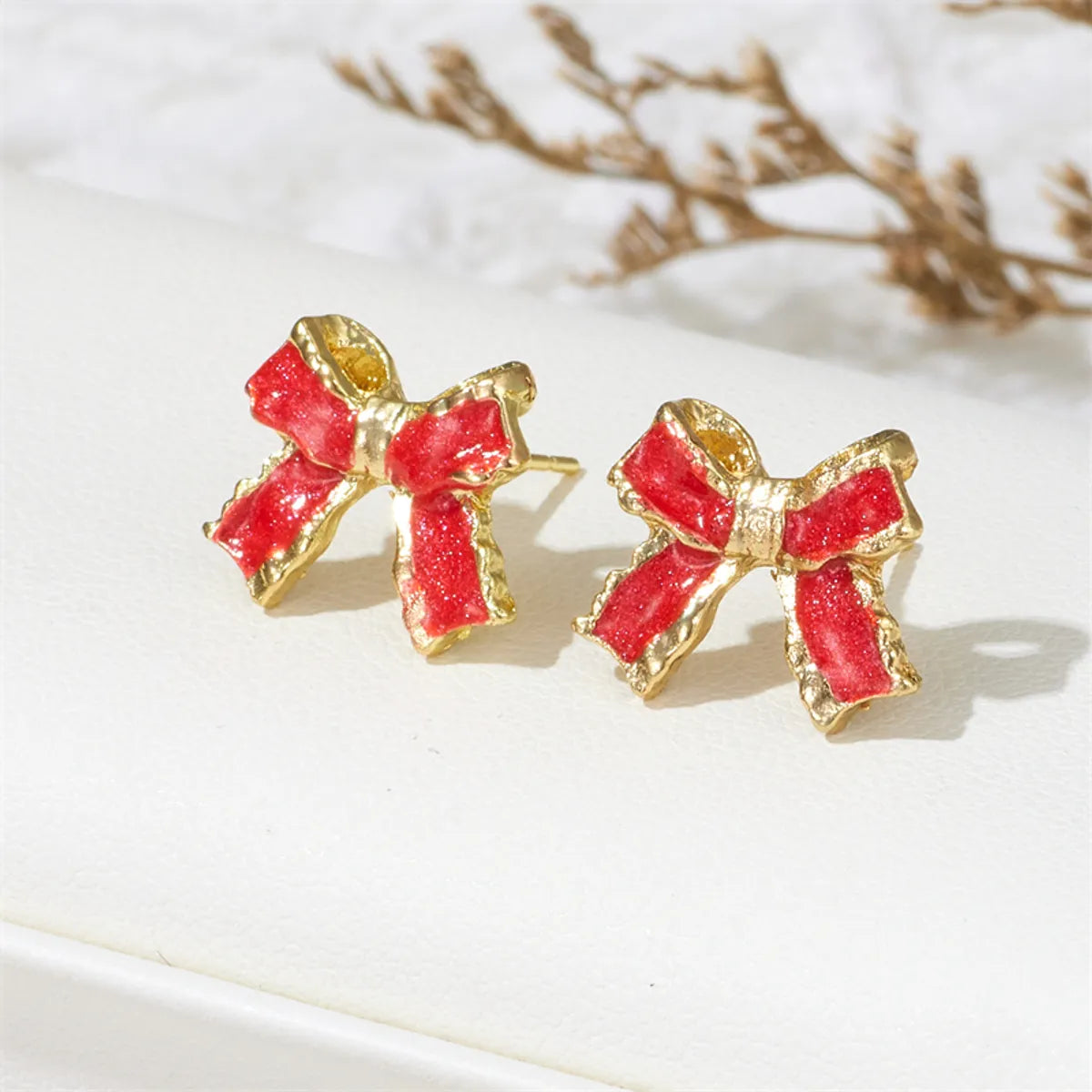 Wholesale Jewelry Sweet Simple Style Bow Knot Alloy Enamel Lacquer Painting Ear Studs