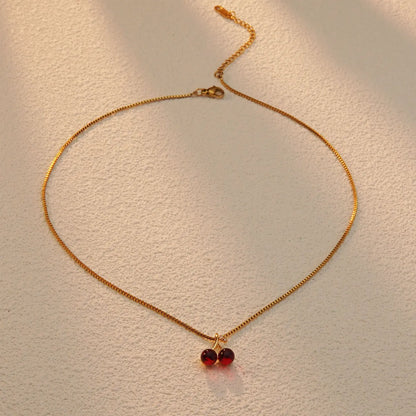 Wholesale Jewelry Sweet Simple Style Cherry 304 Stainless Steel 18K Gold Plated Plating Pendant Necklace