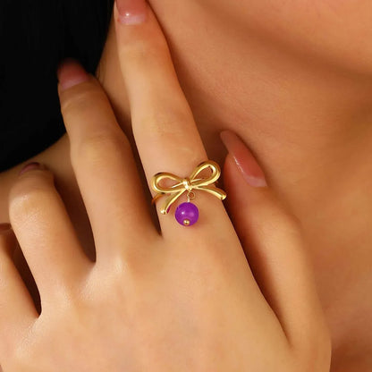 Wholesale Jewelry Sweet Simple Style Cherry Bow Knot 304 Stainless Steel Rings Earrings