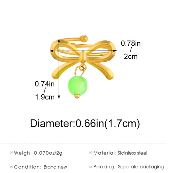 Wholesale Jewelry Sweet Simple Style Cherry Bow Knot 304 Stainless Steel Rings Earrings