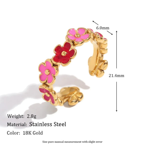 Wholesale Jewelry Sweet Simple Style Classic Style Flower 304 Stainless Steel 18K Gold Plated Plating Rings