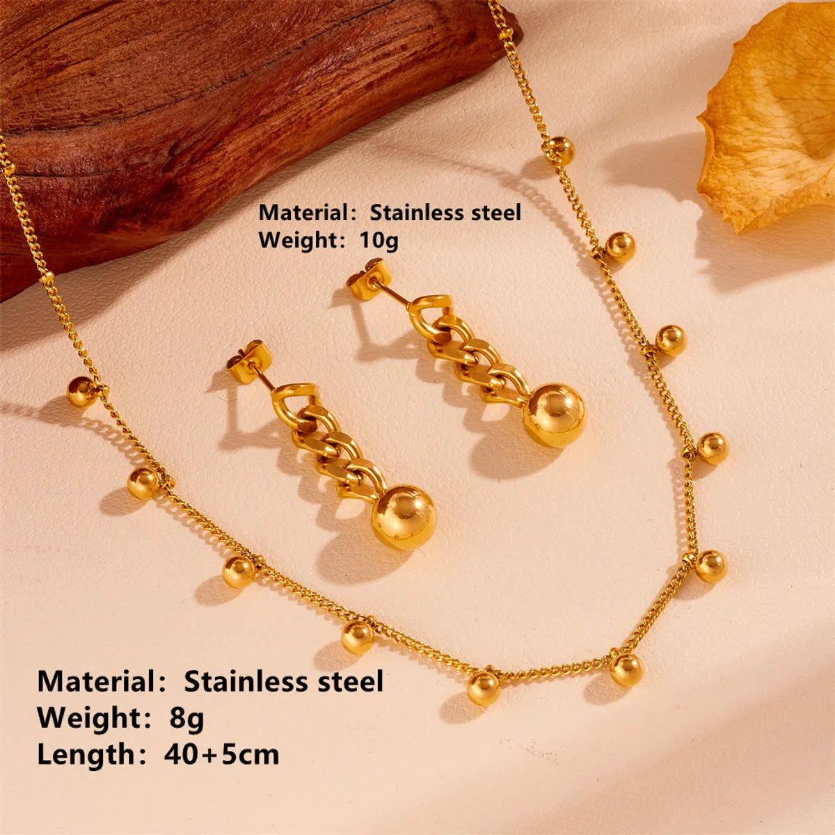 Wholesale Jewelry Sweet Simple Style Flower Titanium Steel Rhinestones 18K Gold Plated Inlay Bracelets Necklace