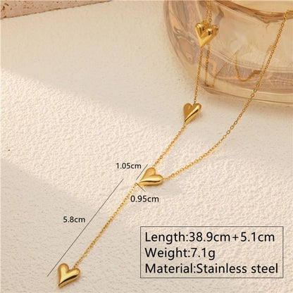 Wholesale Jewelry Sweet Simple Style Heart Shape 304 Stainless Steel 18K Gold Plated Plating Bracelets Necklace