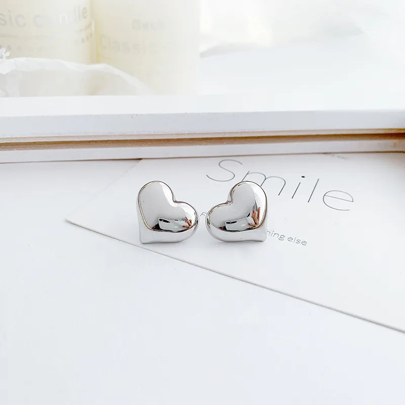 Wholesale Jewelry Sweet Simple Style Heart Shape Alloy White Gold Plated Plating Ear Cuffs Ear Studs