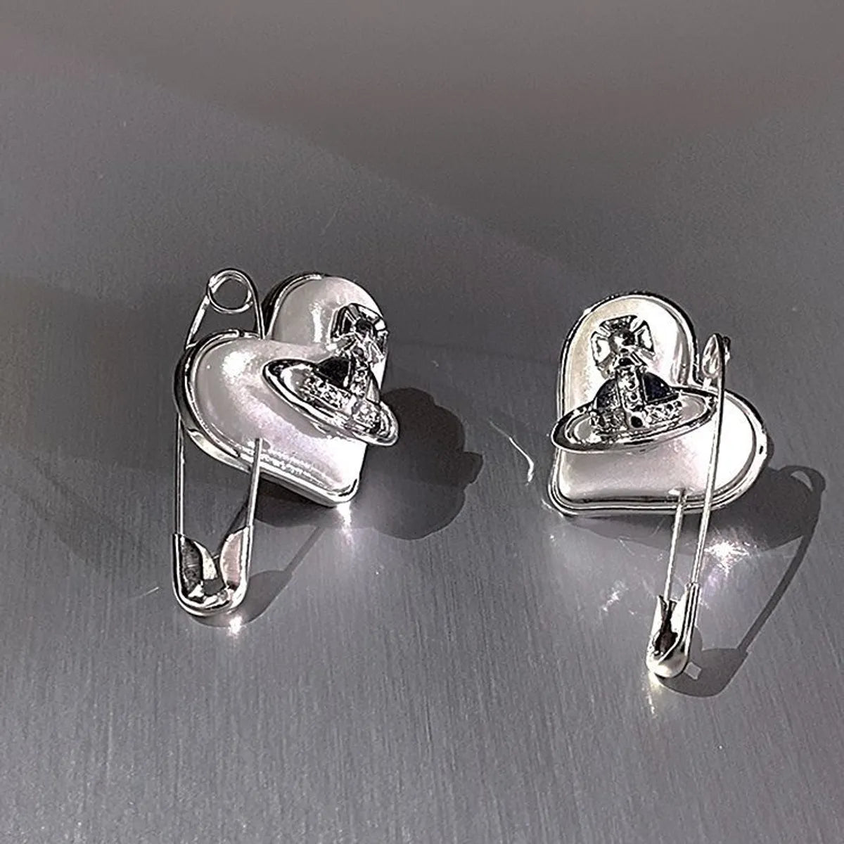 Wholesale Jewelry Sweet Simple Style Heart Shape Alloy Zircon Inlay Ear Studs