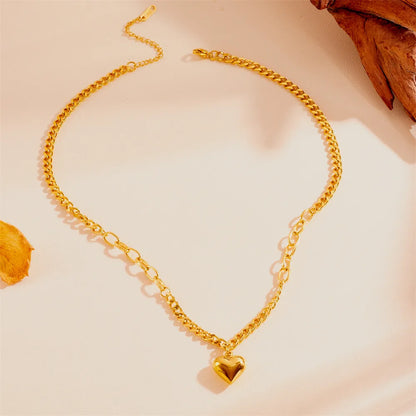 Wholesale Jewelry Sweet Simple Style Heart Shape Titanium Steel 18K Gold Plated Bracelets Necklace Jewelry Set