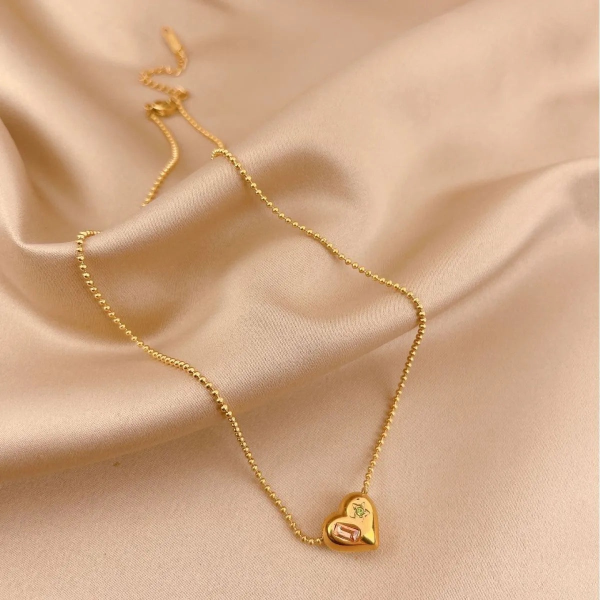 Wholesale Jewelry Sweet Simple Style Heart Shape Titanium Steel Zircon Plating Inlay Pendant Necklace