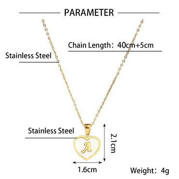 Wholesale Jewelry Sweet Simple Style Letter 201 Stainless Steel Shell 18K Gold Plated Inlay Pendant Necklace