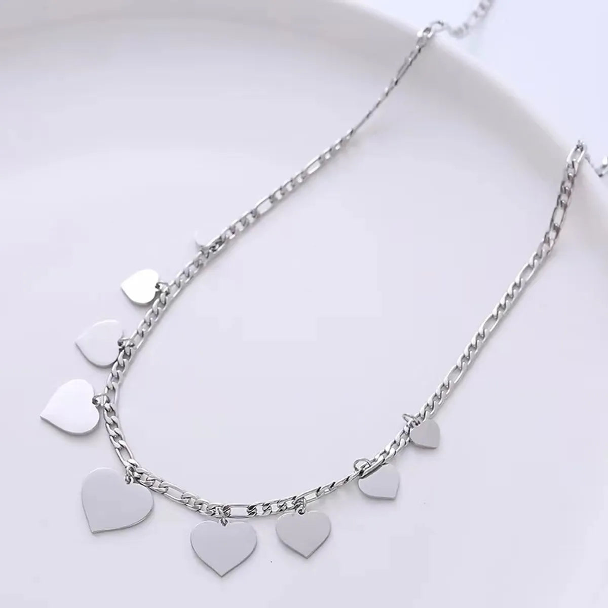 Wholesale Jewelry Sweet Simple Style Shiny Heart Shape 304 Stainless Steel Necklace