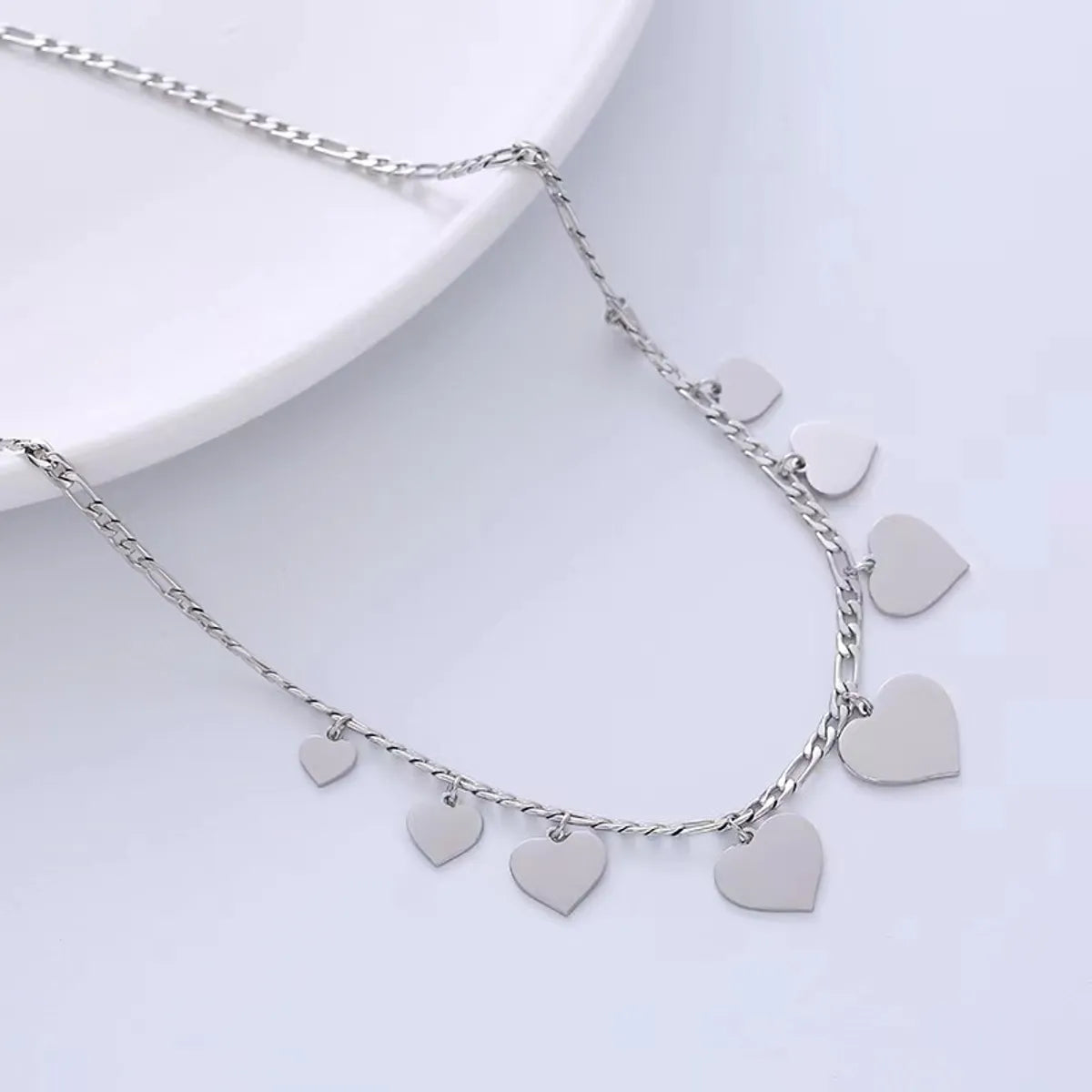 Wholesale Jewelry Sweet Simple Style Shiny Heart Shape 304 Stainless Steel Necklace