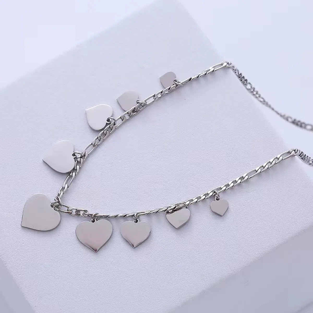 Wholesale Jewelry Sweet Simple Style Shiny Heart Shape 304 Stainless Steel Necklace