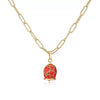 Wholesale Jewelry Sweet Style Copper Heart Shape Geometric Dripping Oil Hollow Love Bell Necklace