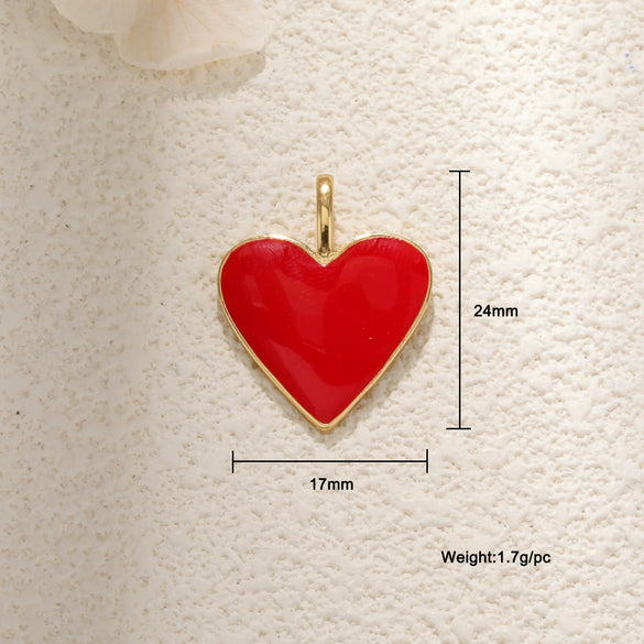 Wholesale Jewelry Sweet Style Heartshaped Copper Dripping Oil Gold Plated Pendant Necklace Handmade Accessories