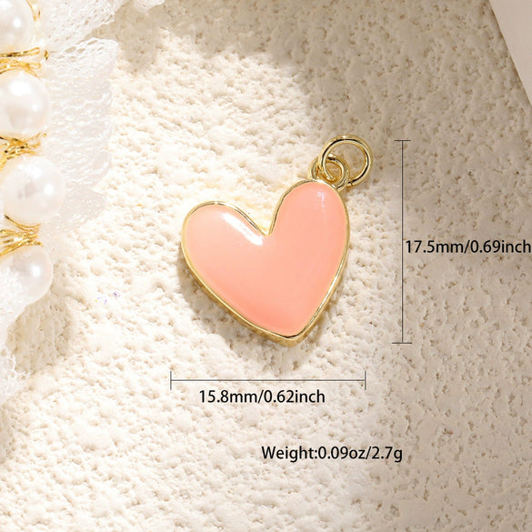 Wholesale Jewelry Sweet Style Heartshaped Copper Dripping Oil Gold Plated Pendant Necklace Handmade Accessories