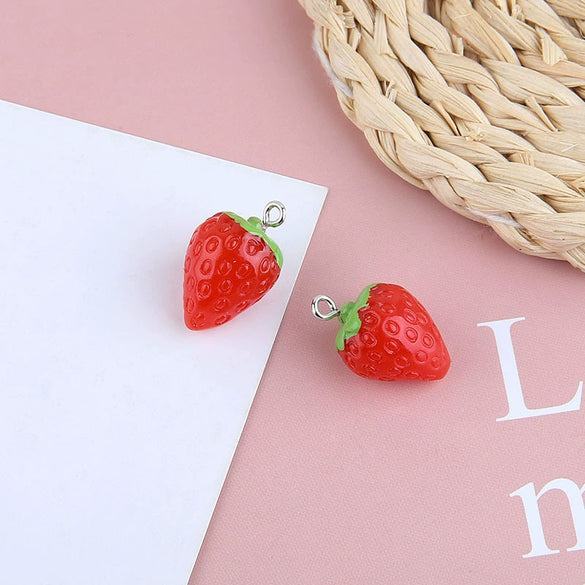 Wholesale Jewelry Sweet Style Plastic Resin Fruit Strawberry Apple Pineapple Grape Lemon Pendant Dripping Glue Handmade