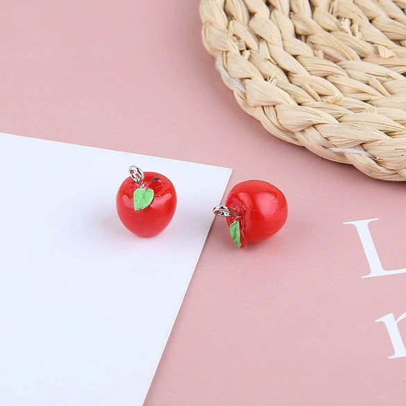 Wholesale Jewelry Sweet Style Plastic Resin Fruit Strawberry Apple Pineapple Grape Lemon Pendant Dripping Glue Handmade