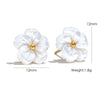 Wholesale Jewelry Sweet Style Shell Inlaid Stainless Steel Flower Shape Necklace Earrings Ring Set