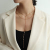 Wholesale Jewelry Tassel Double Side Chain 316L Stainless Steel 18K Gold Electroplated Geometric Collarbone Necklace