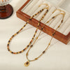 Wholesale Jewelry Tiger Eye Stone And Egg Stone On Titanium Steel Geometric Vintage Handmade Clavicle Chain Necklace For Women