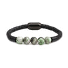 Wholesale Jewelry Tiger Eye Stone Beaded Bracelet Titanium Steel Magnetic Buckle Leather Rope Geometric Handmade Unisex
