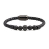 Wholesale Jewelry Tiger Eye Stone Beaded Bracelet Titanium Steel Magnetic Buckle Leather Rope Geometric Handmade Unisex