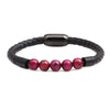 Wholesale Jewelry Tiger Eye Stone Beaded Bracelet Titanium Steel Magnetic Buckle Leather Rope Geometric Handmade Unisex