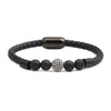 Wholesale Jewelry Tiger Eye Stone Beaded Bracelet Titanium Steel Magnetic Buckle Leather Rope Geometric Handmade Unisex
