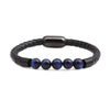 Wholesale Jewelry Tiger Eye Stone Beaded Bracelet Titanium Steel Magnetic Buckle Leather Rope Geometric Handmade Unisex
