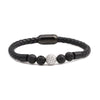 Wholesale Jewelry Tiger Eye Stone Beaded Bracelet Titanium Steel Magnetic Buckle Leather Rope Geometric Handmade Unisex