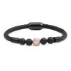 Wholesale Jewelry Tiger Eye Stone Beaded Bracelet Titanium Steel Magnetic Buckle Leather Rope Geometric Handmade Unisex
