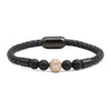 Wholesale Jewelry Tiger Eye Stone Beaded Bracelet Titanium Steel Magnetic Buckle Leather Rope Geometric Handmade Unisex