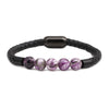 Wholesale Jewelry Tiger Eye Stone Beaded Bracelet Titanium Steel Magnetic Buckle Leather Rope Geometric Handmade Unisex