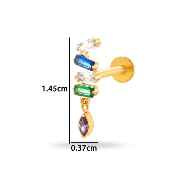 Wholesale Jewelry Titanium Alloy Geometric Electroplating Water Drop Pendant Ear Nail Puncture Jewelry Unisex