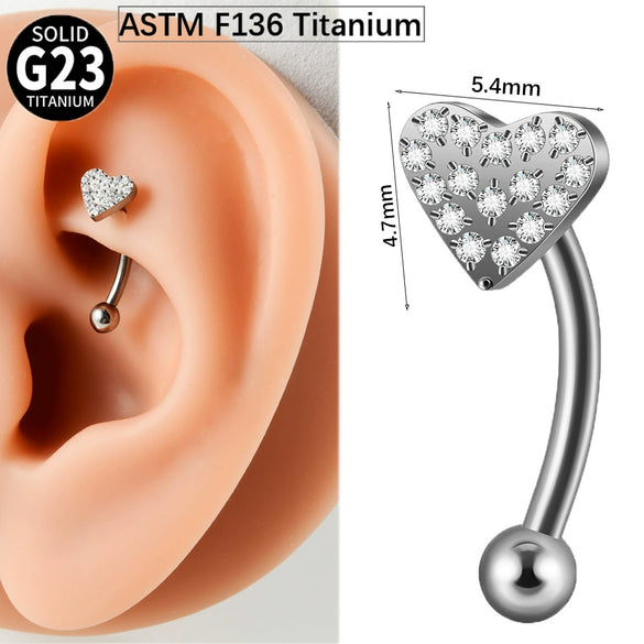 Wholesale Jewelry Titanium Heart Shape Diamond Earrings And Eyebrow Nails