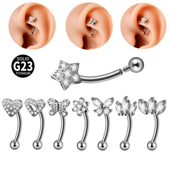 Wholesale Jewelry Titanium Heart Shape Diamond Earrings And Eyebrow Nails