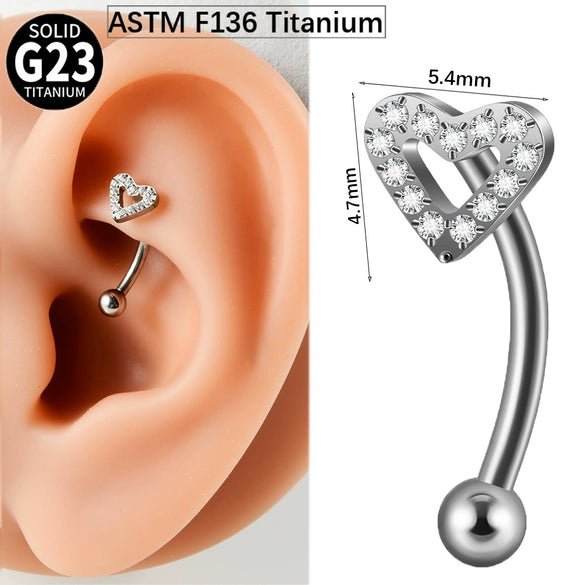 Wholesale Jewelry Titanium Heart Shape Diamond Earrings And Eyebrow Nails