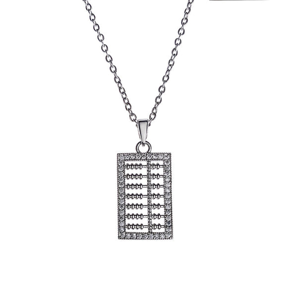 Wholesale Jewelry Titanium Steel Abacus Pendant Necklace With Mixed Gem Inlay And Geometric Design For Women