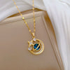 Wholesale Jewelry Titanium Steel And Copper Star Moon Geometric Luxury Elegant Gorgeous Necklace For Women