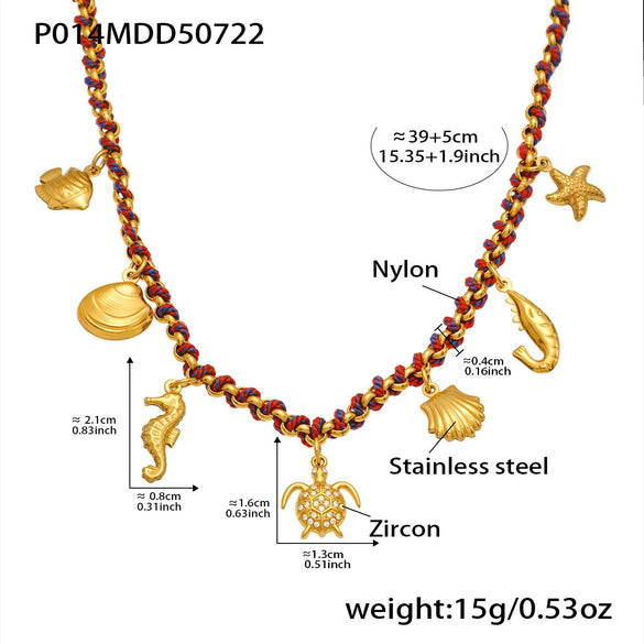Wholesale Jewelry 316L Stainless Steel Animal Zodiac Geometric Style Electroplated Pendant Necklace