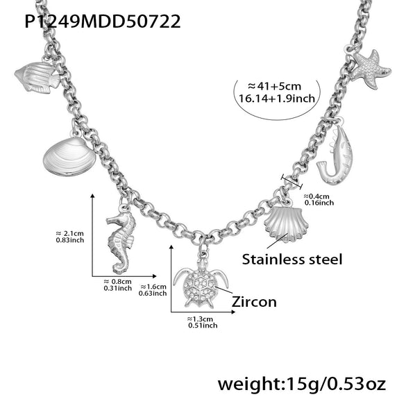 Wholesale Jewelry 316L Stainless Steel Animal Zodiac Geometric Style Electroplated Pendant Necklace