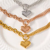 Wholesale Jewelry 316L Stainless Steel Asymmetric Chain Love Pendant Bracelet With Heart And Geometric Pattern Electroplating Unisex